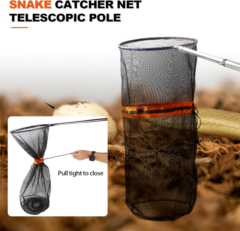 Smarkey Snake Catcher Net, Rattlesnake Grabber Hnadling Tool, Reptile Catch Telescopic Pole Stick, Rattle Snake Removing and Catching Picker with 12" Ring, Extends to 40 Inches - Image 5